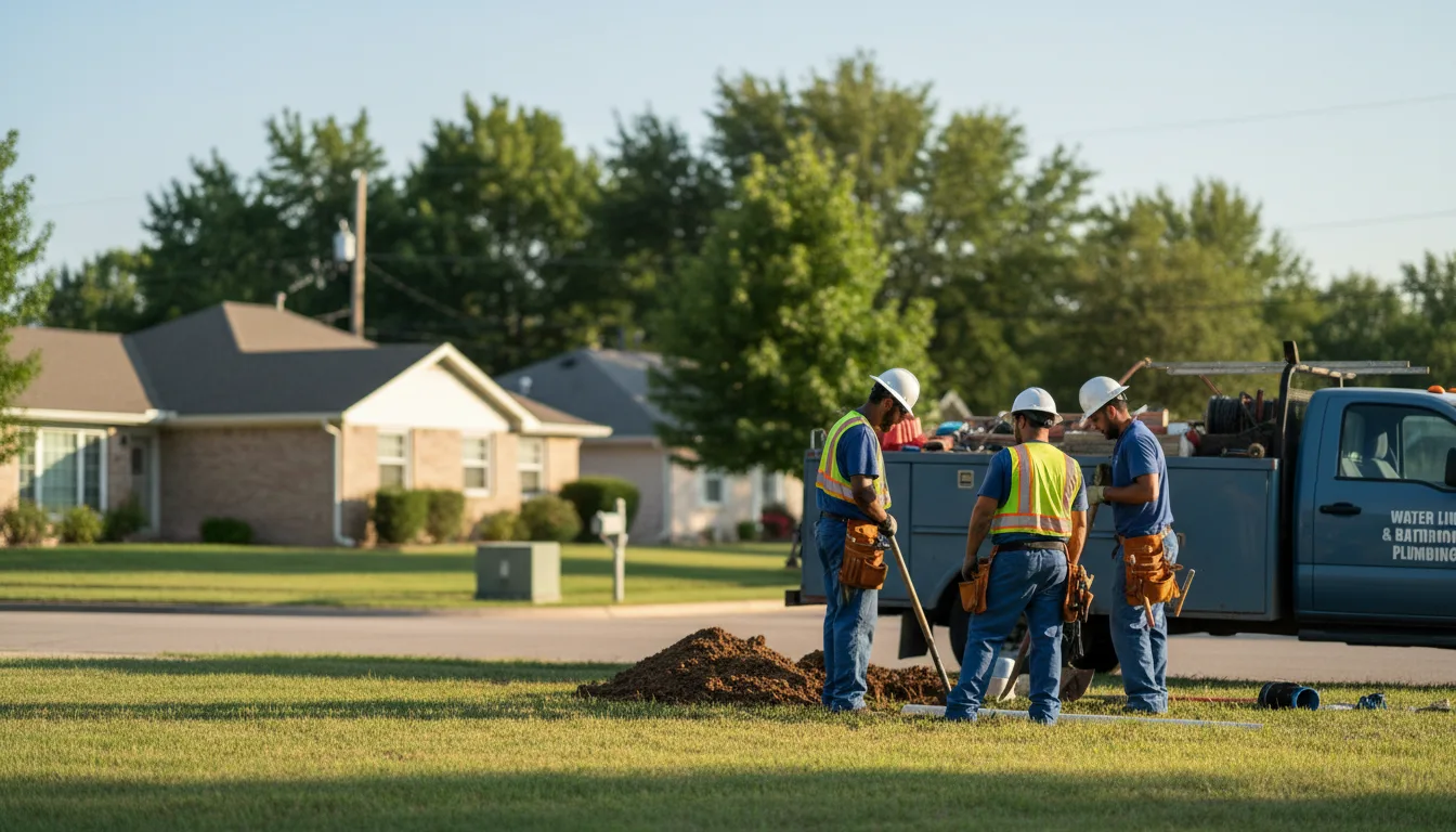 Residential water line and bathroom plumbing service in Wanette, OK